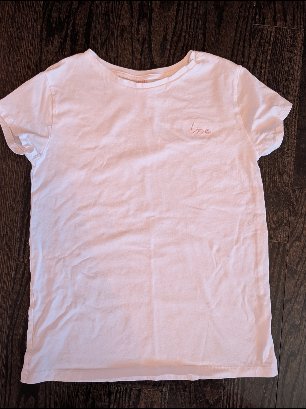 4/$20 H&M Love Embroidered Organic Cotton T-Shirt – Girls Size 12–14Y